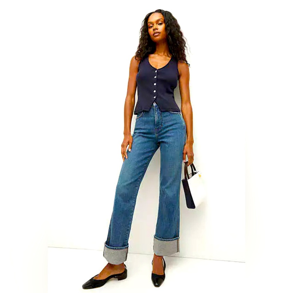 Veronica Beard Dylan Straight High Rise Cuffed Jean size 27